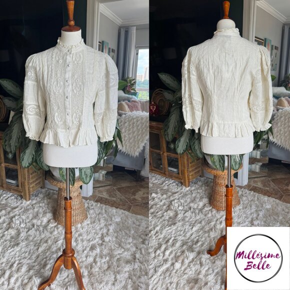 Zara Cream Victorian Top - Picture 1 of 9